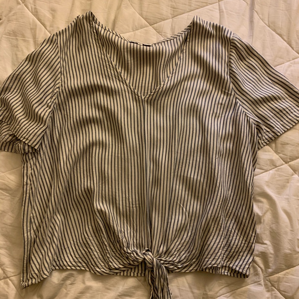 Madewell Blue Striped tie top